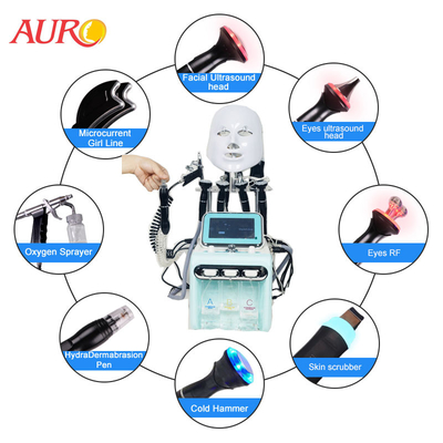9 dans 1 machine Hydradermabrasion Aqua Peel Facial Machine de bulle de rf H2O2
