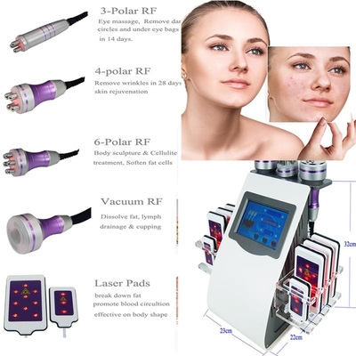 6 dans 1 vide rf de machine de perte de cavitation de laser Lipo gros multipolaire